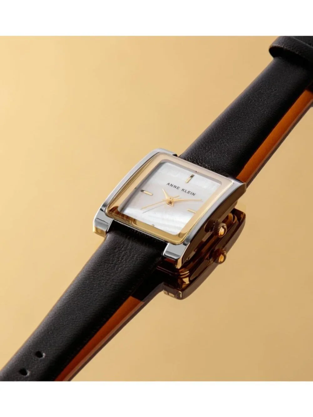 Anne Klein Women's White Black Leather Strap Analog Quartz Solid Luxury Watch